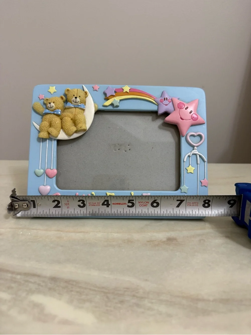 Baby's First Friend Blue Picture Frame with Teddy & Stars